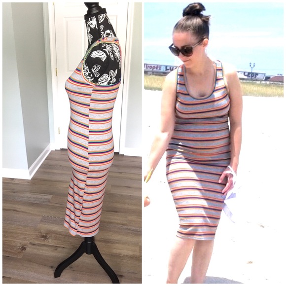 Multi Colored Ribbed Racerback Maxi Dress - Picture 6 of 6